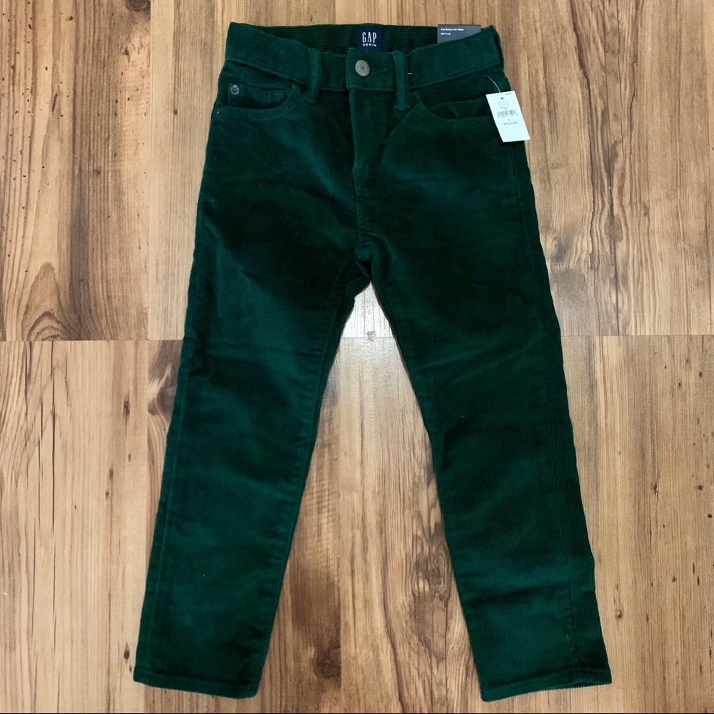 Green slim stretch corduroy pant